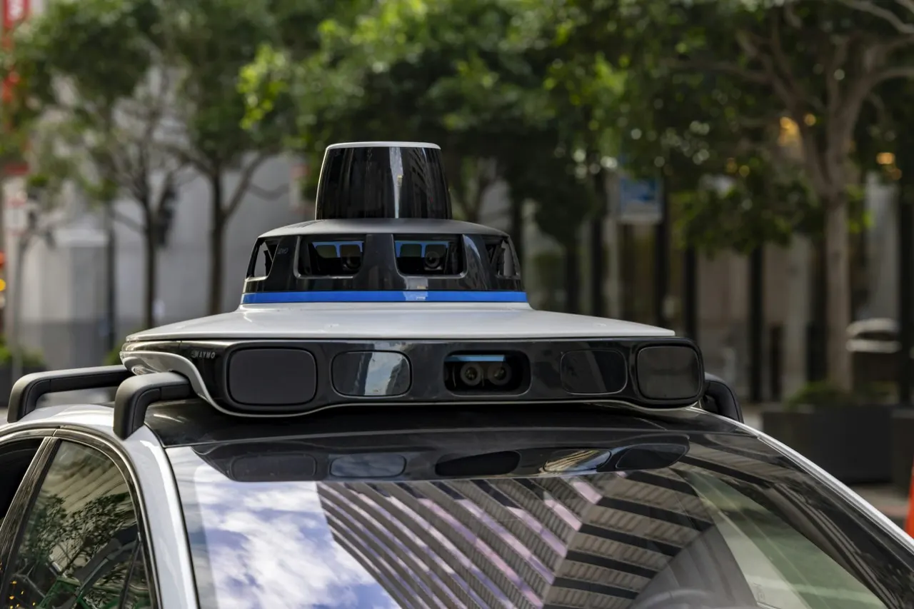 Sensor array on the roof of a self-driving car